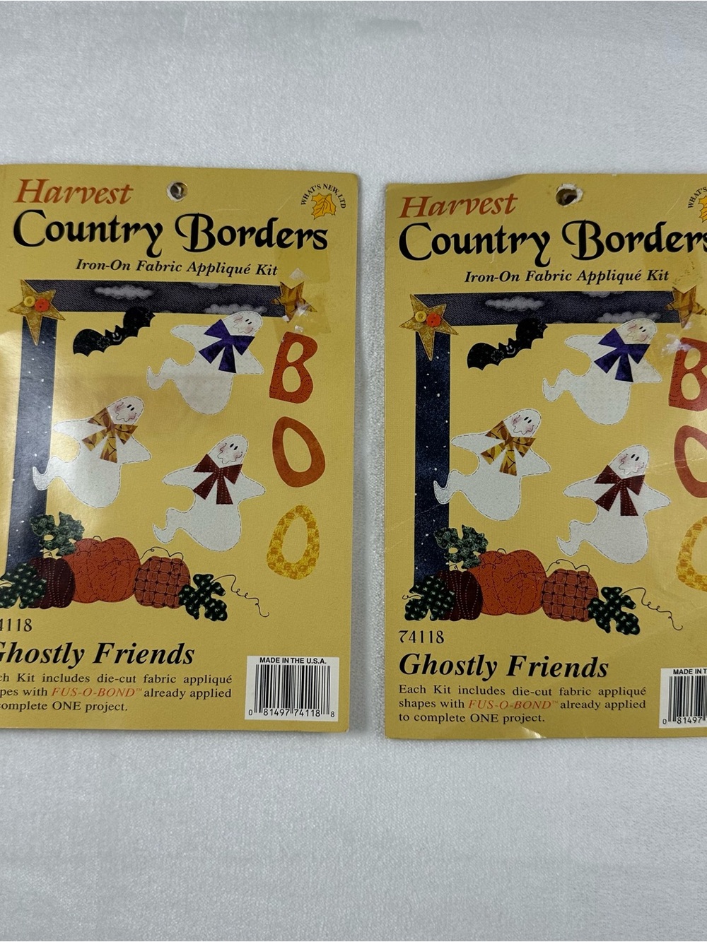 Country Borders Iron-on Fabric Applique Kit 74118 GHOSTLY FRIENDS 2 Pack New